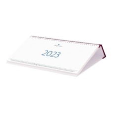 Asztali naptár Club fekvő fehér lapokkal bordó 320 × 150 mm Dayliner 2023.
