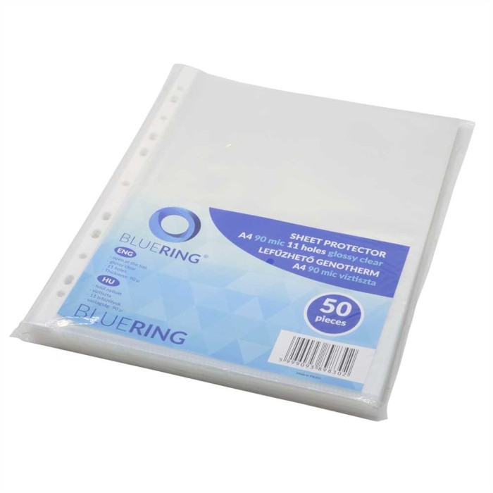 Genotherm lefűzhető, A4, 90 micron víztiszta Bluering® 50 db/csomag, 