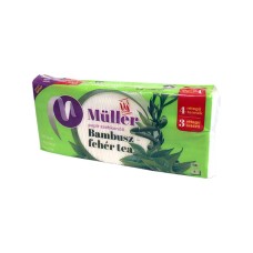 Papírzsebkendő 4 rétegű 100 db/csomag Bambusz - fehér tea illatú Müller