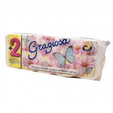 Toalettpapír 3 rétegű 10 tekercs/csomag, 8 cs/karton, Graziosa