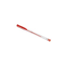 Zselés toll 0,4mm, piros átlátszó tolltest az írás színével megegyező klipsz és tollvég 1 db 20201